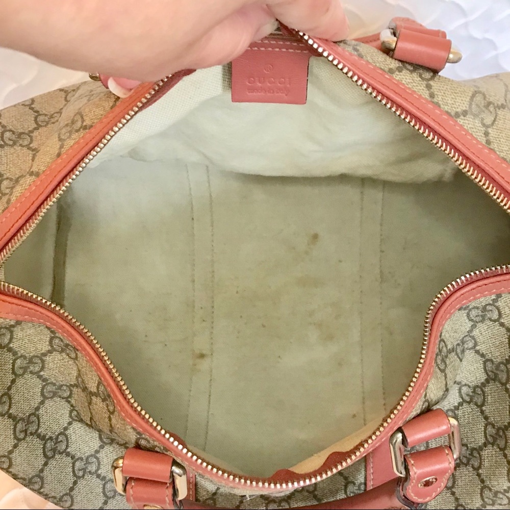 🎭 SOLD 🎭 GUCCI GG Monogram Pink Trim Joy Boston - Picture 5 of 8